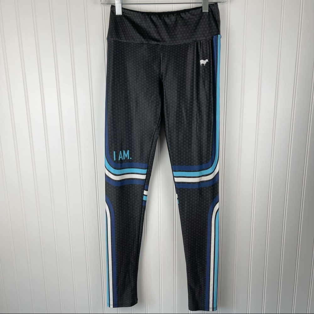 Goldsheep Retro Blue Stripe Vintage Vibe Leggings Medium